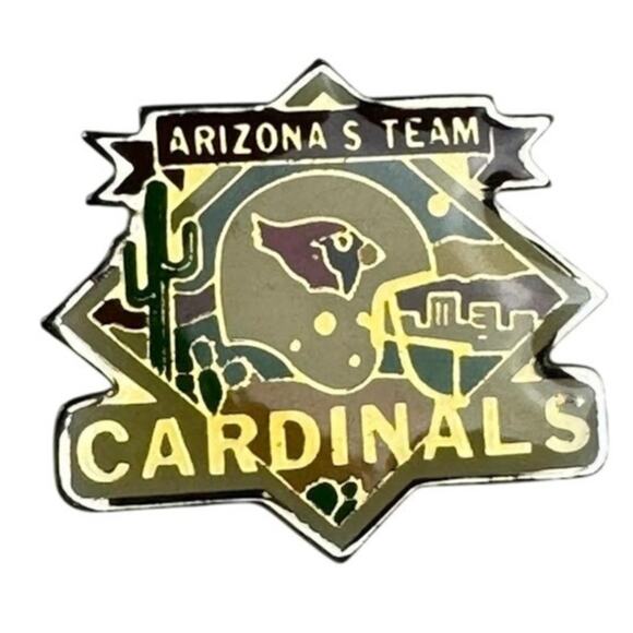 Vintage Arizona Cardinals Arizona’s Team NFL Enamel Lapel Pin Helmet & Cactus - Picture 1 of 4